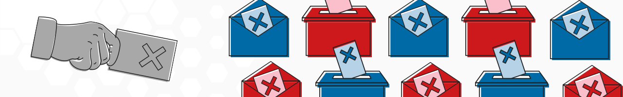Section image showing ballots and ballot boxes