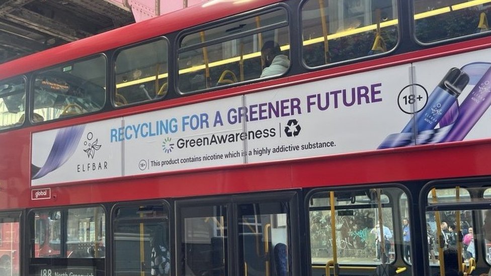Vape adverts on London buses criticised for recycling message
