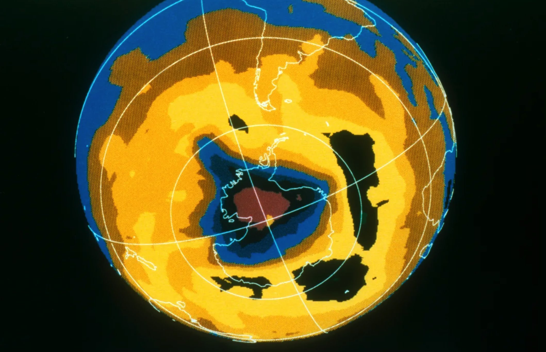 Mapa 3D do planeta e da camada de ozônio