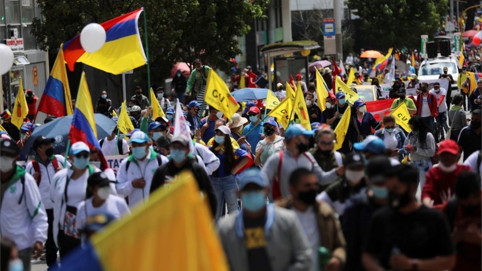 Manifestación de protesta en Bogotá.