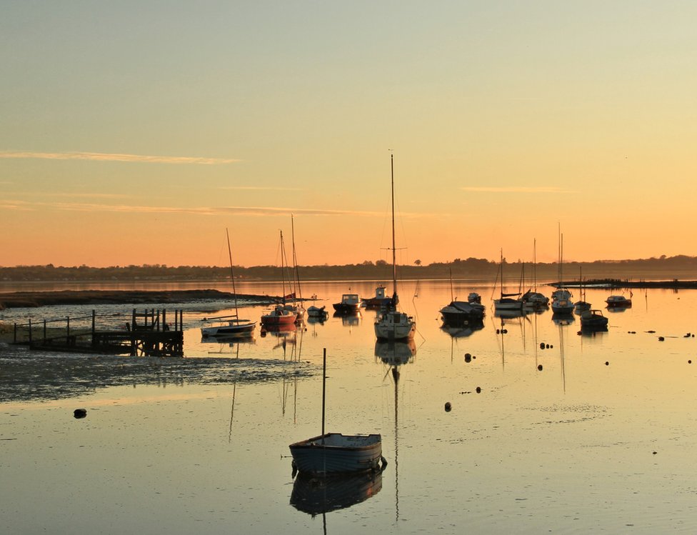 Sunset over boats