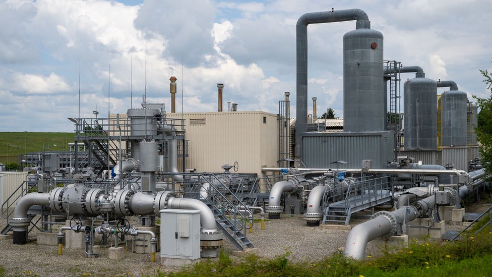 Vista general de la instalación de almacenamiento de gas natural de Uniper en Bierwang, sur de Alemania