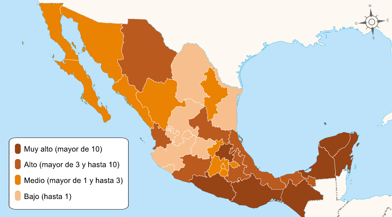 Porcentaje de la población (3 años y más de edad) hablante de lengua indígena en México.
