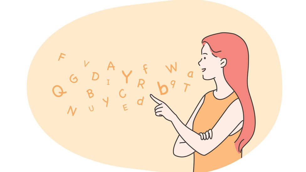 Dibujo de una joven hablando