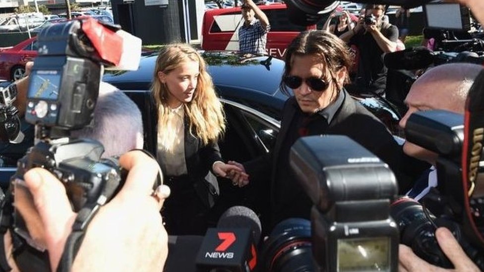 Amber Heard and Johnny Depp arrive at Southport Magistrate's Court in Queensland