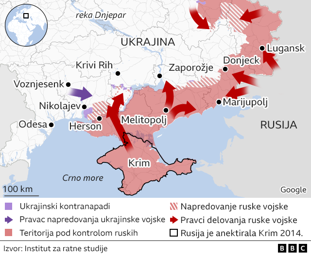 mapa ukrajine, jug