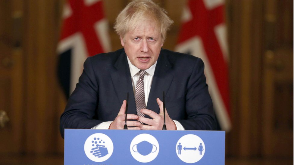 Boris Johnson giving the coronavirus press conference