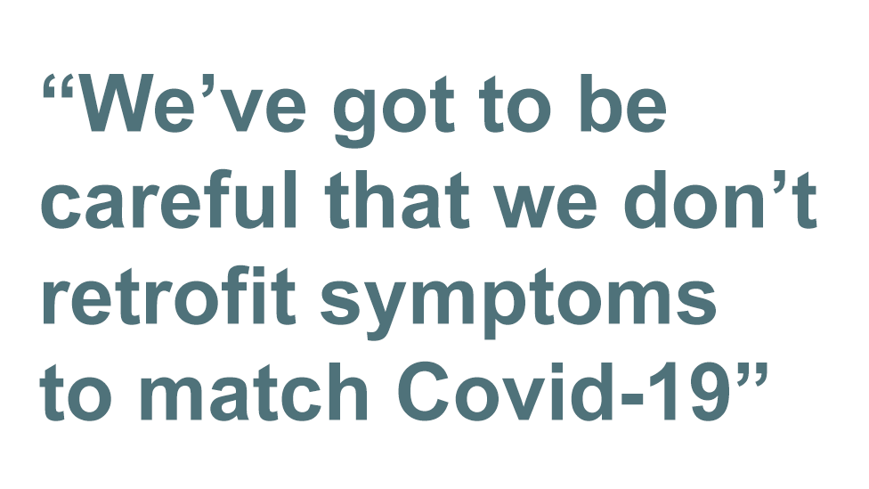 Цитата: мы должны быть очень осторожны, чтобы не модифицировать общие зимние респираторные симптомы для соответствия Covid-19.