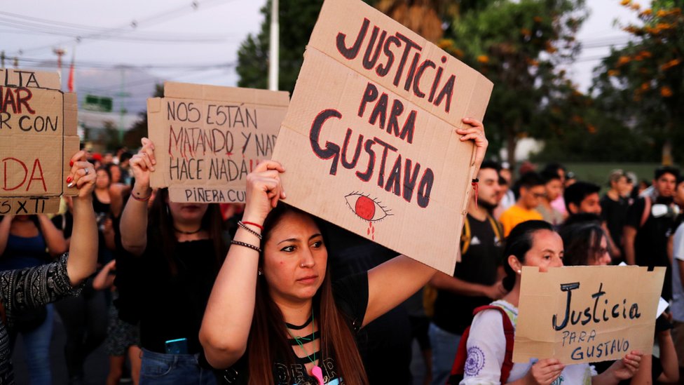 Manifestación en La Colina, Chile, 10 de noviembre de 2019.