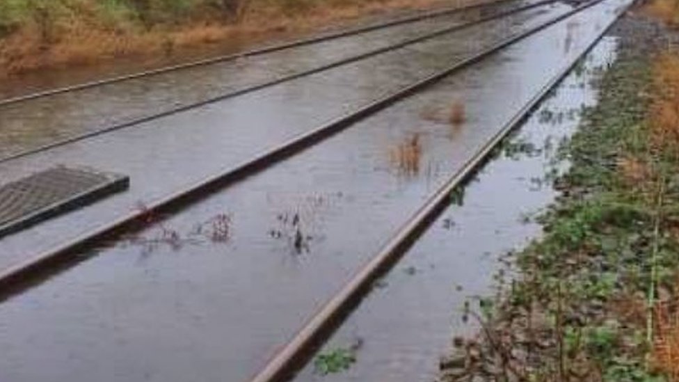 Затопленные железнодорожные пути