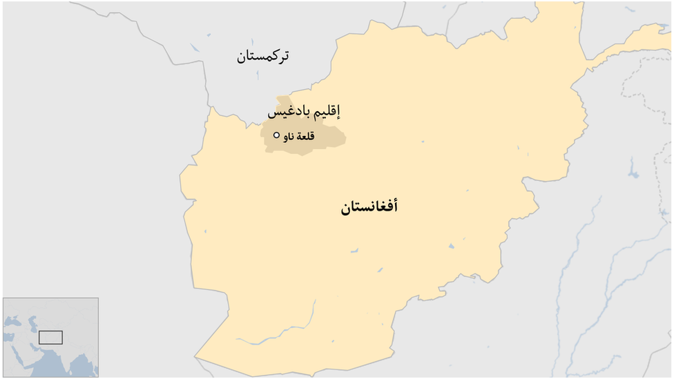 خريطة لأفغانستان توضح موقع مدينة قلعة ناو