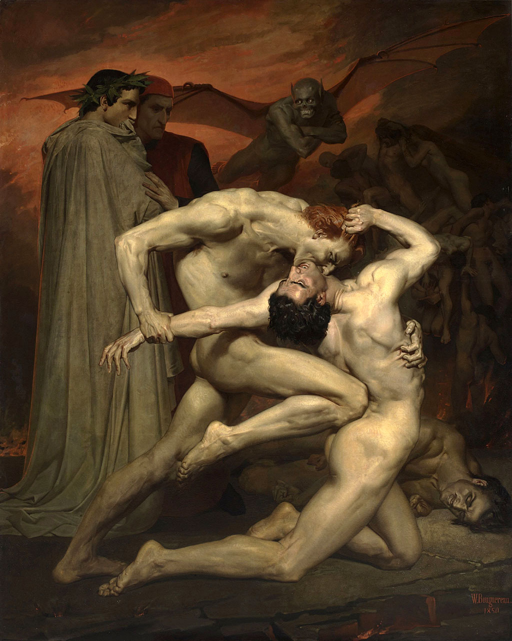 Dante y Virgilio en el infierno. Artista: Bouguereau, William-Adolphe (1825-1905)