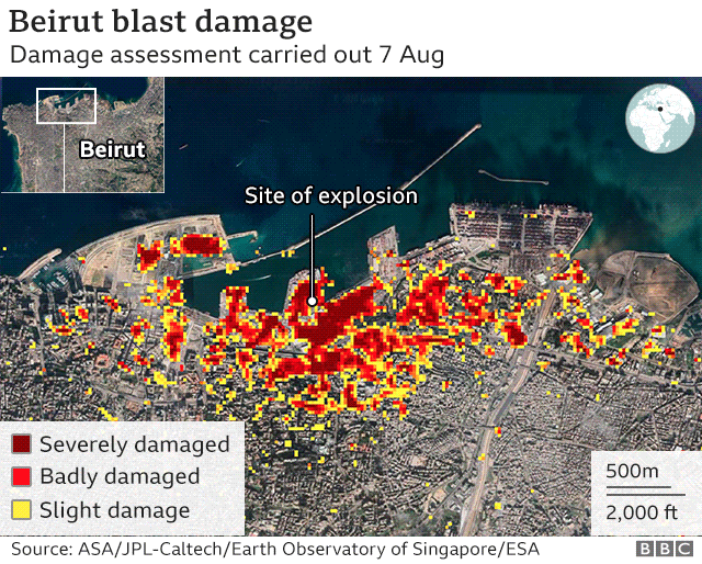 Оценка ущерба, нанесенного НАСА после взрыва 4 августа 2020 года в Бейруте