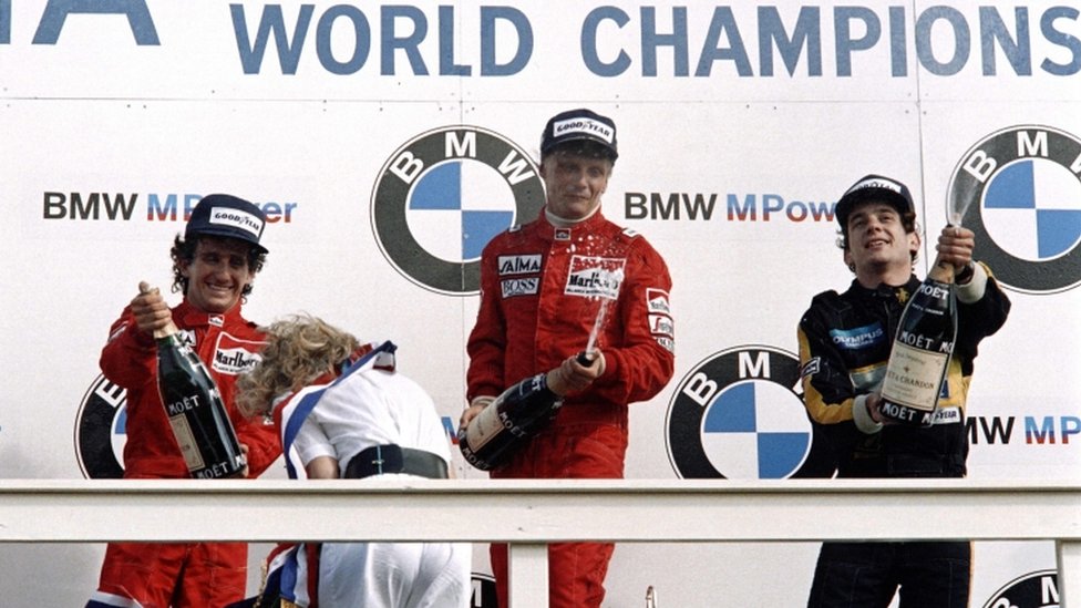 Niki Lauda cuando ganó la Fórmula 1 en 1985.