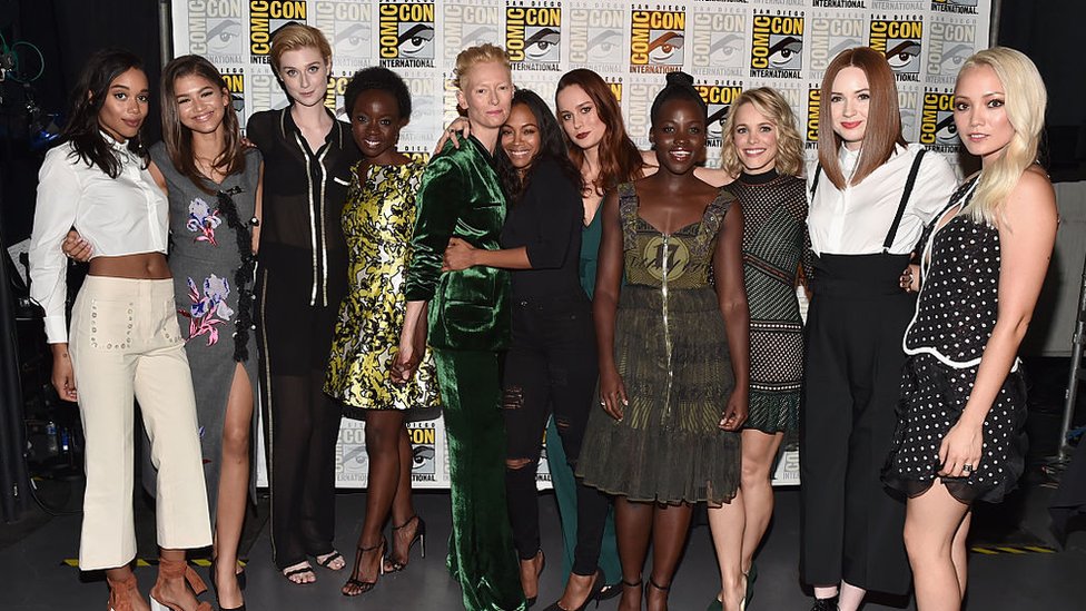 Actresses Laura Harrier, Zendaya, Elizabeth Debicki, Danai Gurira, Tilda Swinton, Zoe Saldana, Brie Larson, Lupita Nyong'o, Rachel McAdams, Karen Gillan and Pom Klementieff