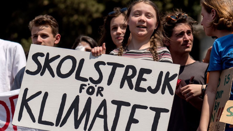 Greta Thunberg durante una protesta contra el cambio climático en Roma.