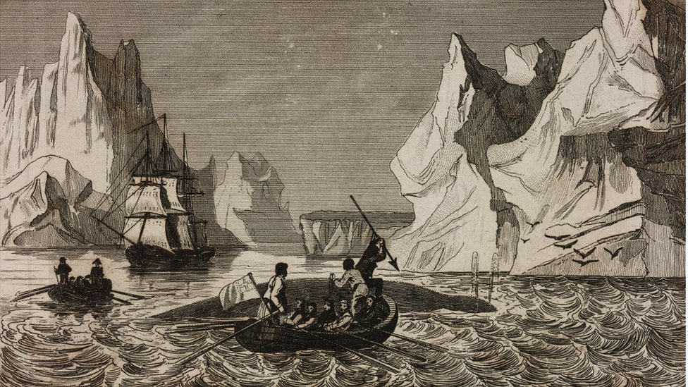 Иллюстрация охоты на китов в 1840-х годах