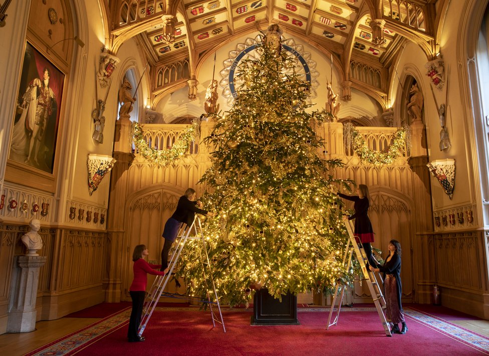 İngiltere'deki Windsor Kalesi'nde 20 metrelik Noel ağacı, Noel'e böyle hazırlanıyor