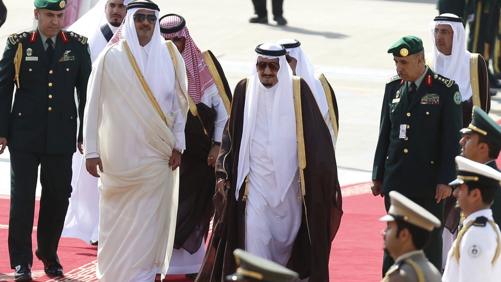 Emir of Qatar during a visit to Saudi Arabia last month