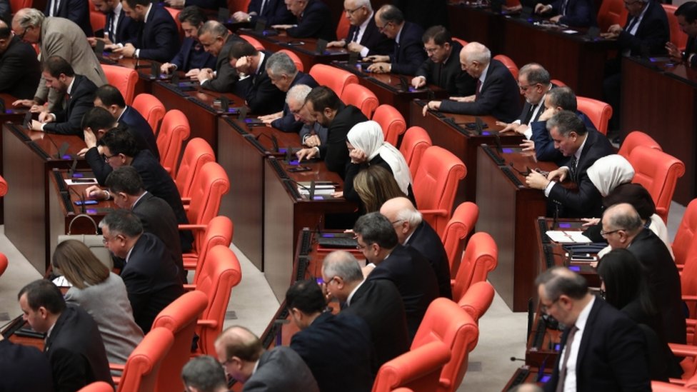 Turkish members of parliament vote to send Turkish troops to Libya, in Ankara