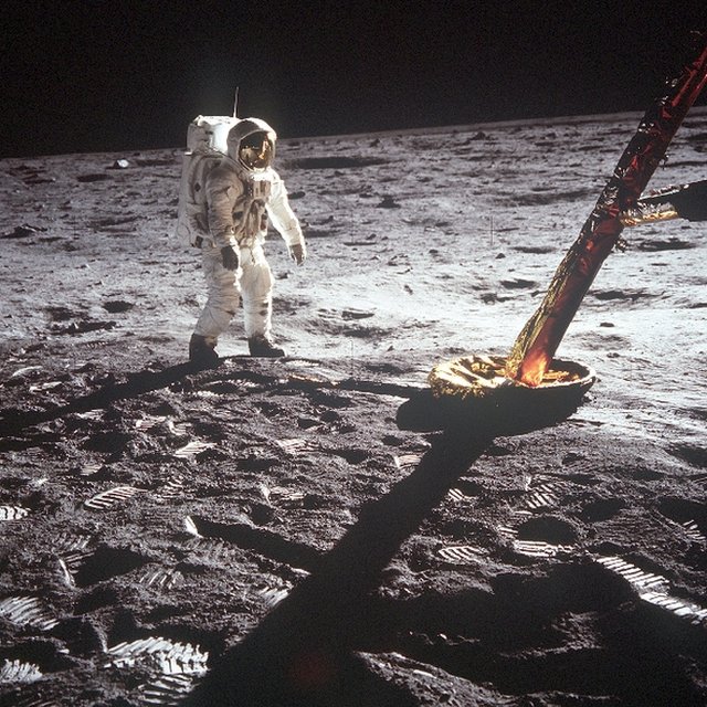 Buzz Aldrin on the surface of the Moon