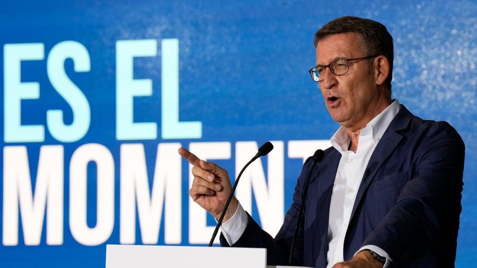 Spanish People's Party leader and candidate for Prime Minister, Alberto Nunez Feijoo takes part in the kick-off event for the general election campaign,