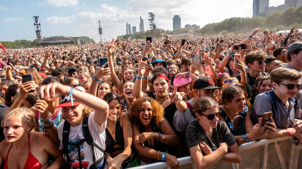 General atmosphere on day three of Lollapalooza at Grant Park on July 31, 2021 in Chicago, Illinois.