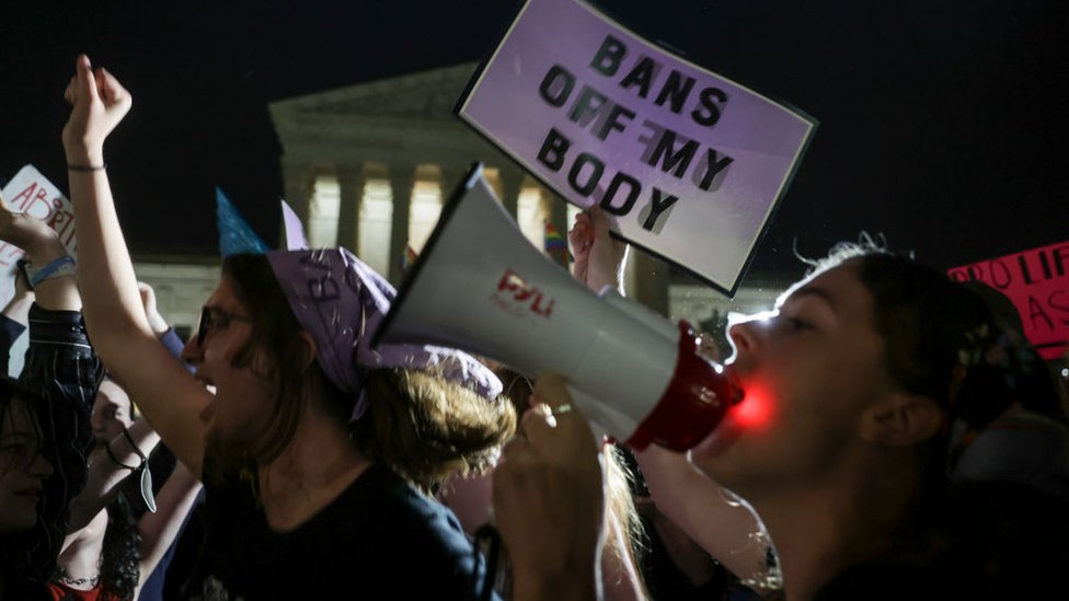 Protesters outside the US Supreme Court