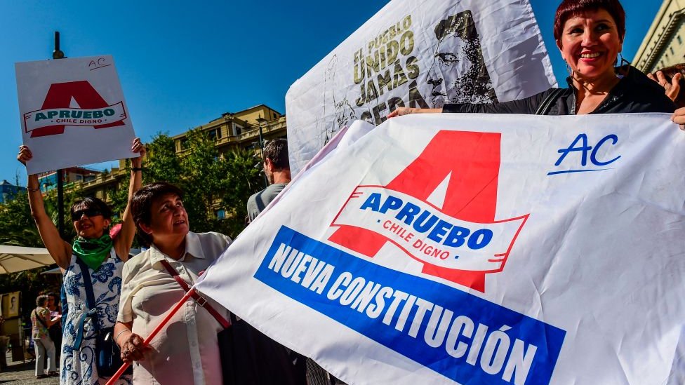 Manifestación a favor de la reforma constitucional en Chile.