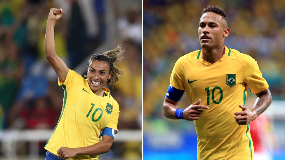 Brazil Football Stars Neymar And Marta In Battle Of The Jerseys c News