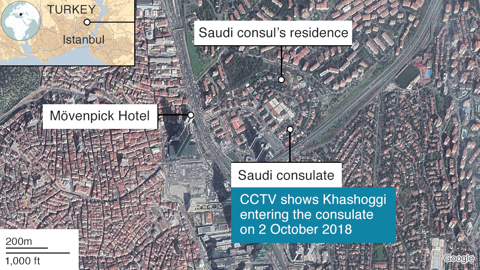 Карта окрестностей консульства Саудовской Аравии в Стамбуле