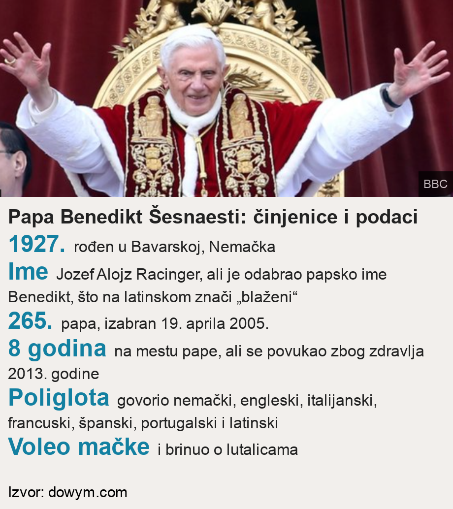 papa benedikt činjenice