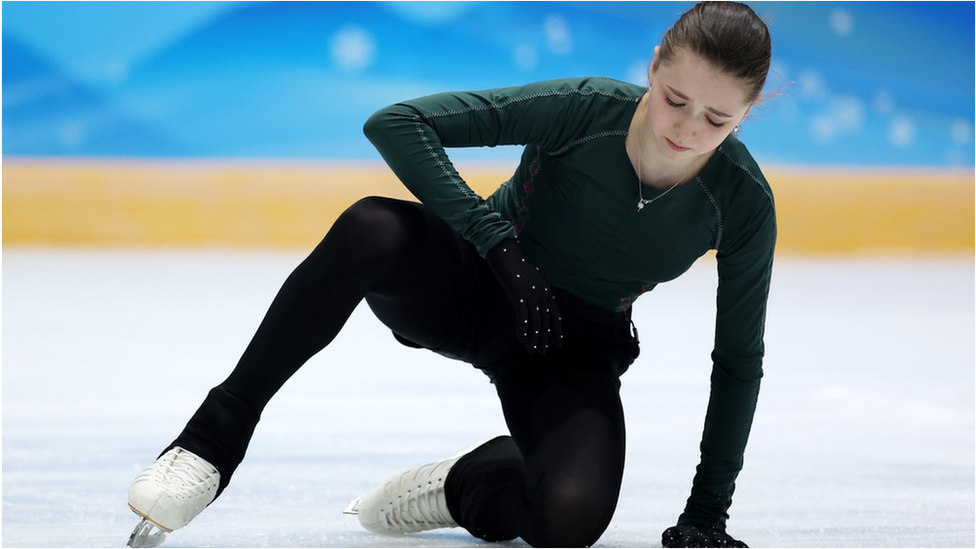 Figure skater Kamila Valieva in a training session at the Beijing Winter Olympics