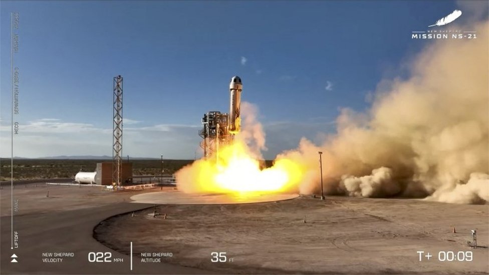 El lanzamiento del cohete Blue Shepard