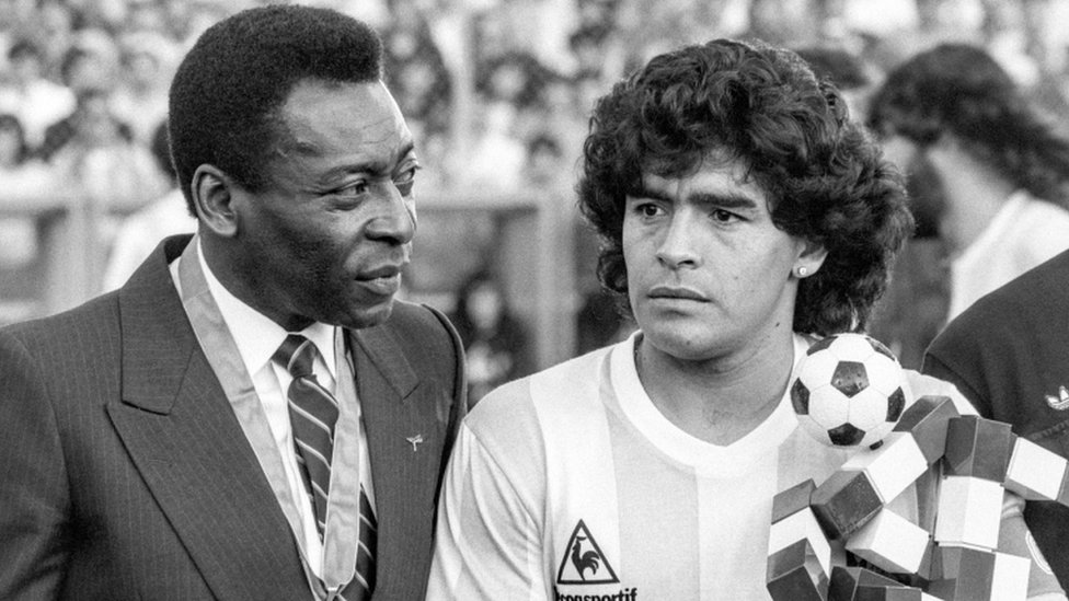 Pelé e Maradona em foto de 1987