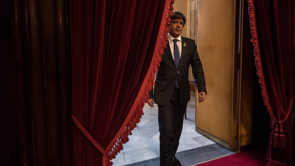 Puigdemont decidió no intervenir en la sesión del parlamento en la que se declaró la independencia. El presidente de la Generalitat catalana, Carles Puigdemont.