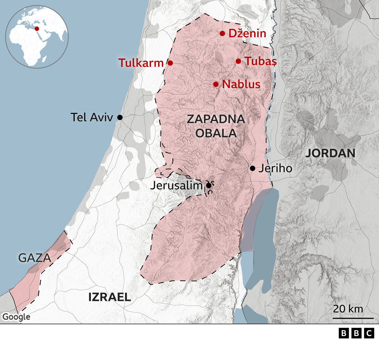 Zapadna obala, mapa Zapadne obale