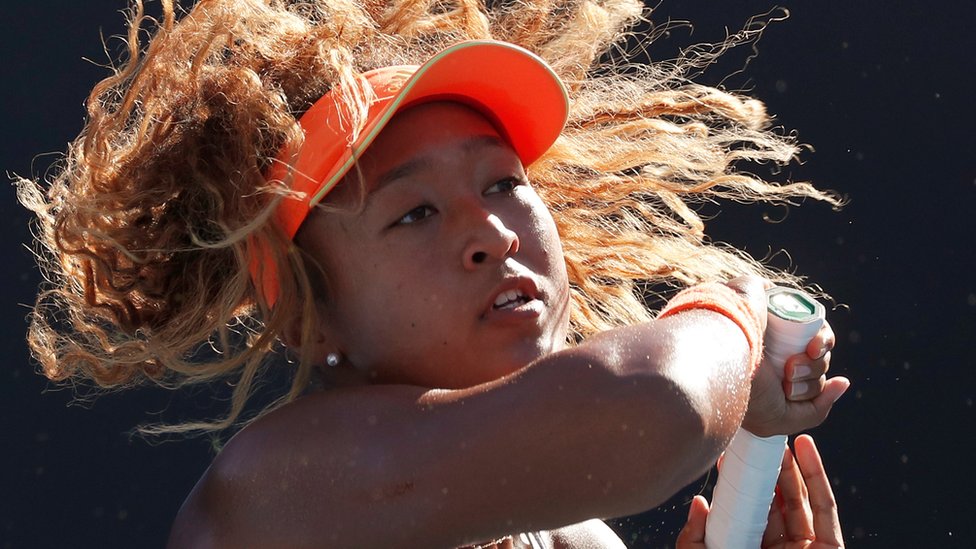 Naomi Osaka's 2020 US Open Head Wrap and Orange Dress