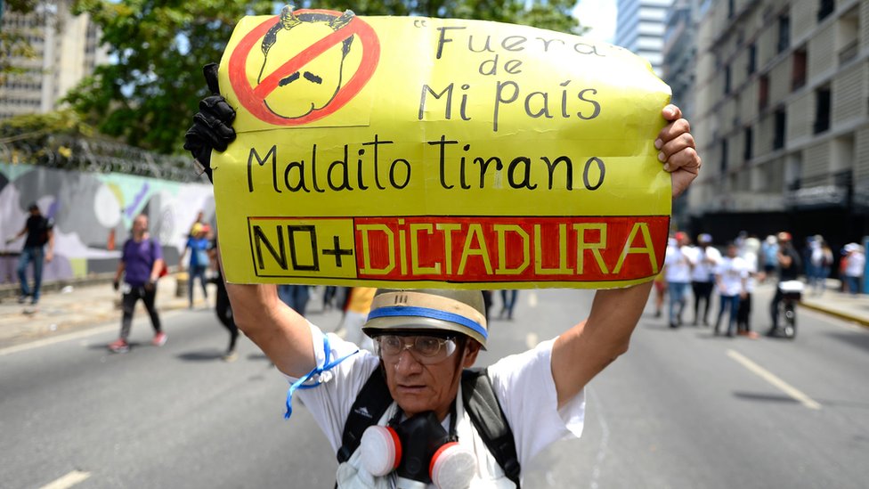 Pancarta contra Maduro.