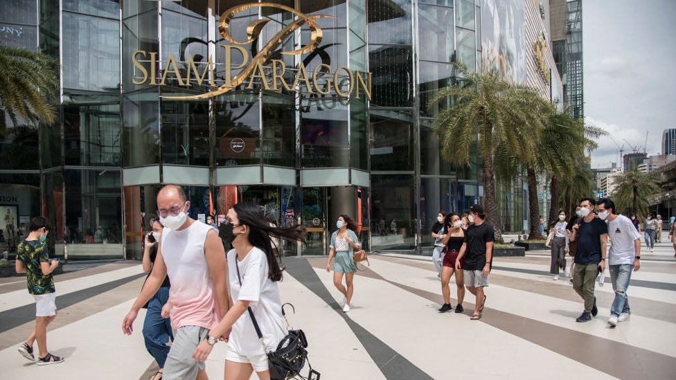A 2021 picture of the Siam Paragon mall in downtown Bangkok