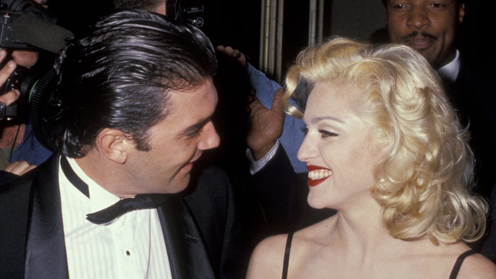Antonio Banderas y Madonna en febrero de 1991.
