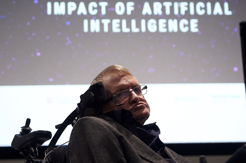 Stephen Hawking at the launch of the Leverhulme Centre for the Future of Intelligence (IFC) at the University of Cambridge on 19 October 2016