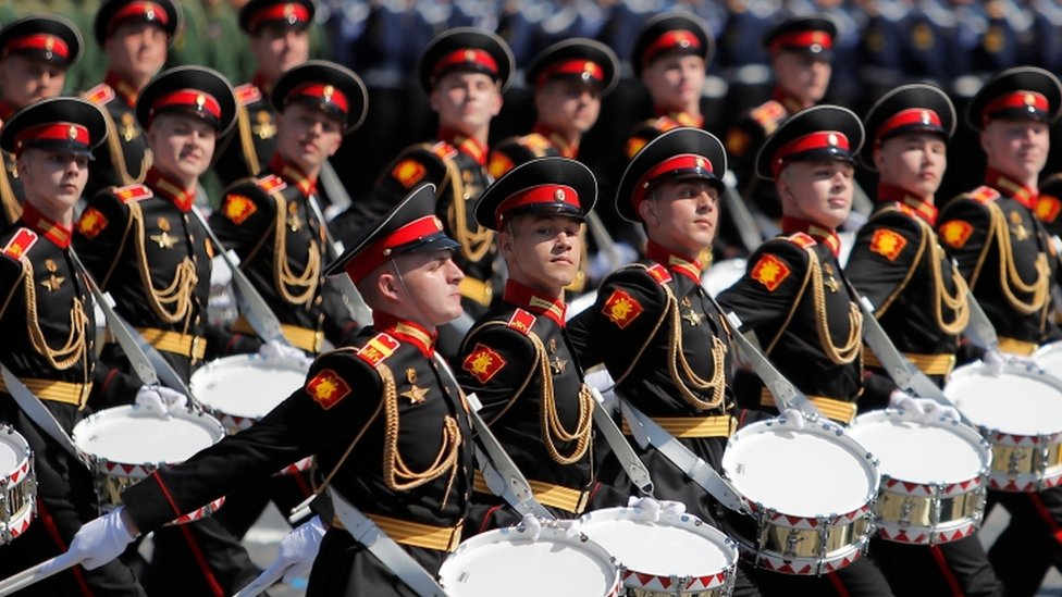 Шествие российских военнослужащих на Параде Победы на Красной площади в Москве, Россия, 24 июня 2020 г.