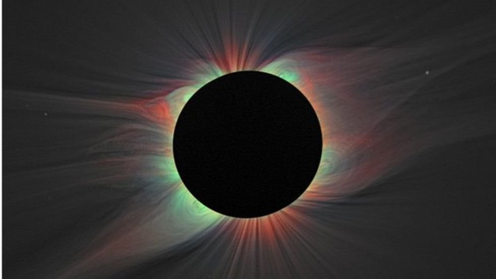 La corona difusa solo es visible para nosotros en la Tierra durante un eclipse solar total.