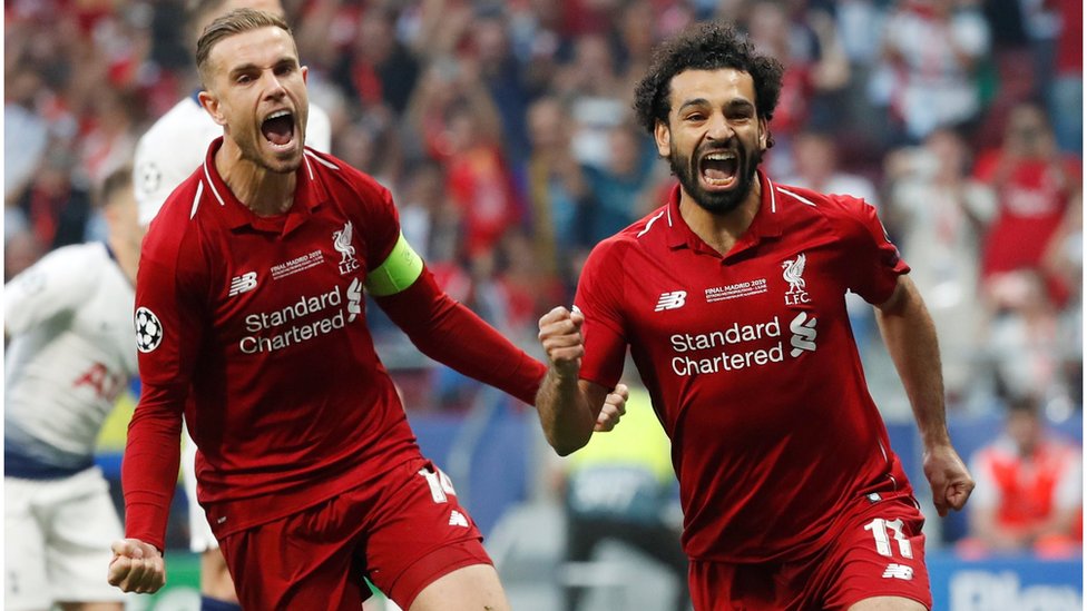 Mohammed Salah celebrates a goal with his team leader Gordon Henderson