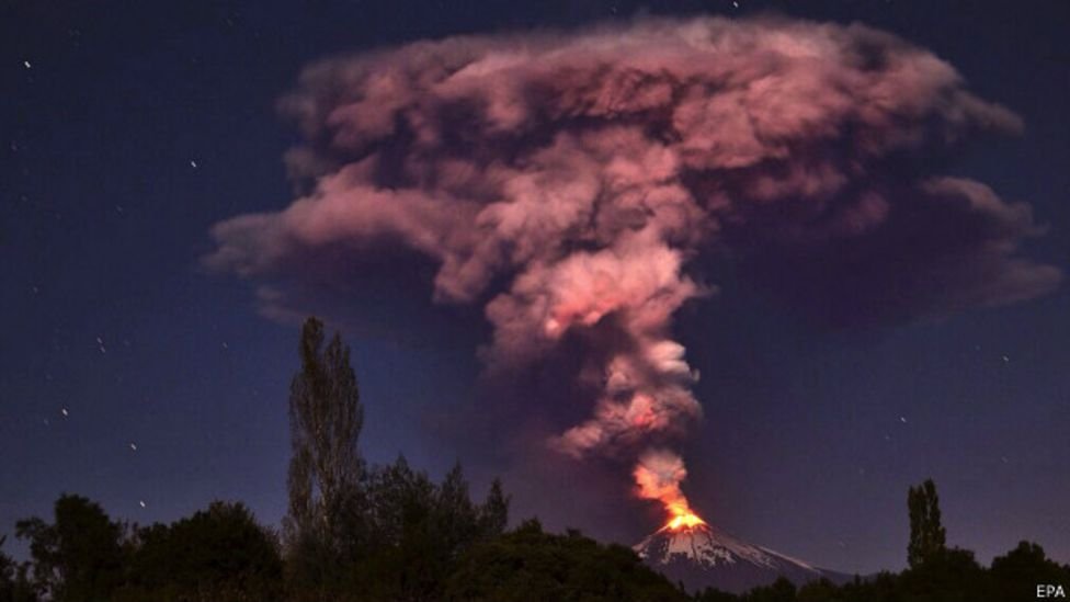 Erupción del volcán Villarica, en Chile