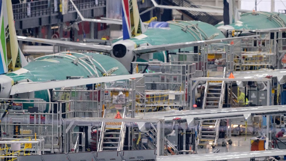 Производственная линия 737 MAX на заводе Boeing изображена 16 декабря 2019 года в Рентоне, штат Вашингтон