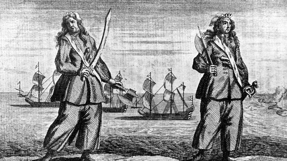 Гравюра женщин-пиратов Мэри Рид и Энн Бонни