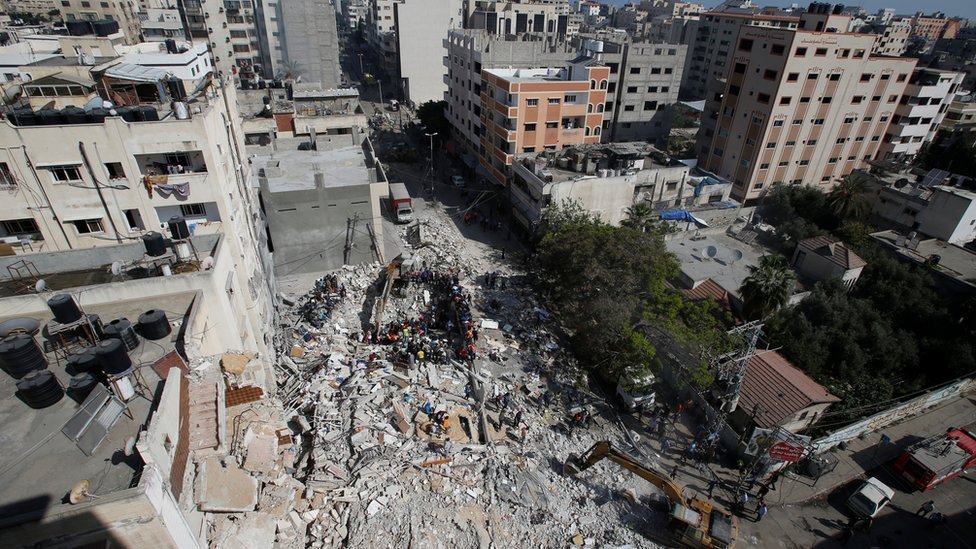 Aerial view of rubble where Suzy's home once stood