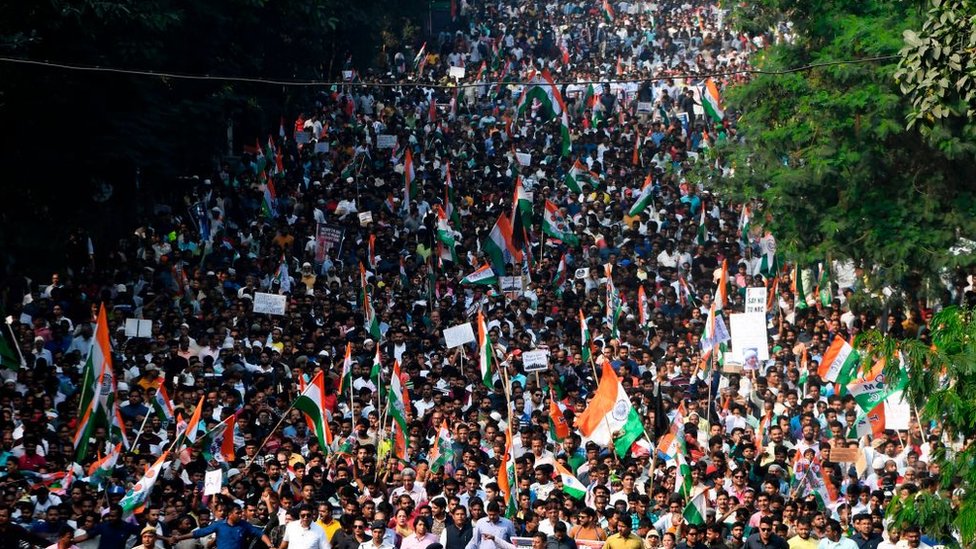Акция протеста против Закона Индии о поправках к гражданству (CAA) в Калькутте, 16 декабря 2019 г.